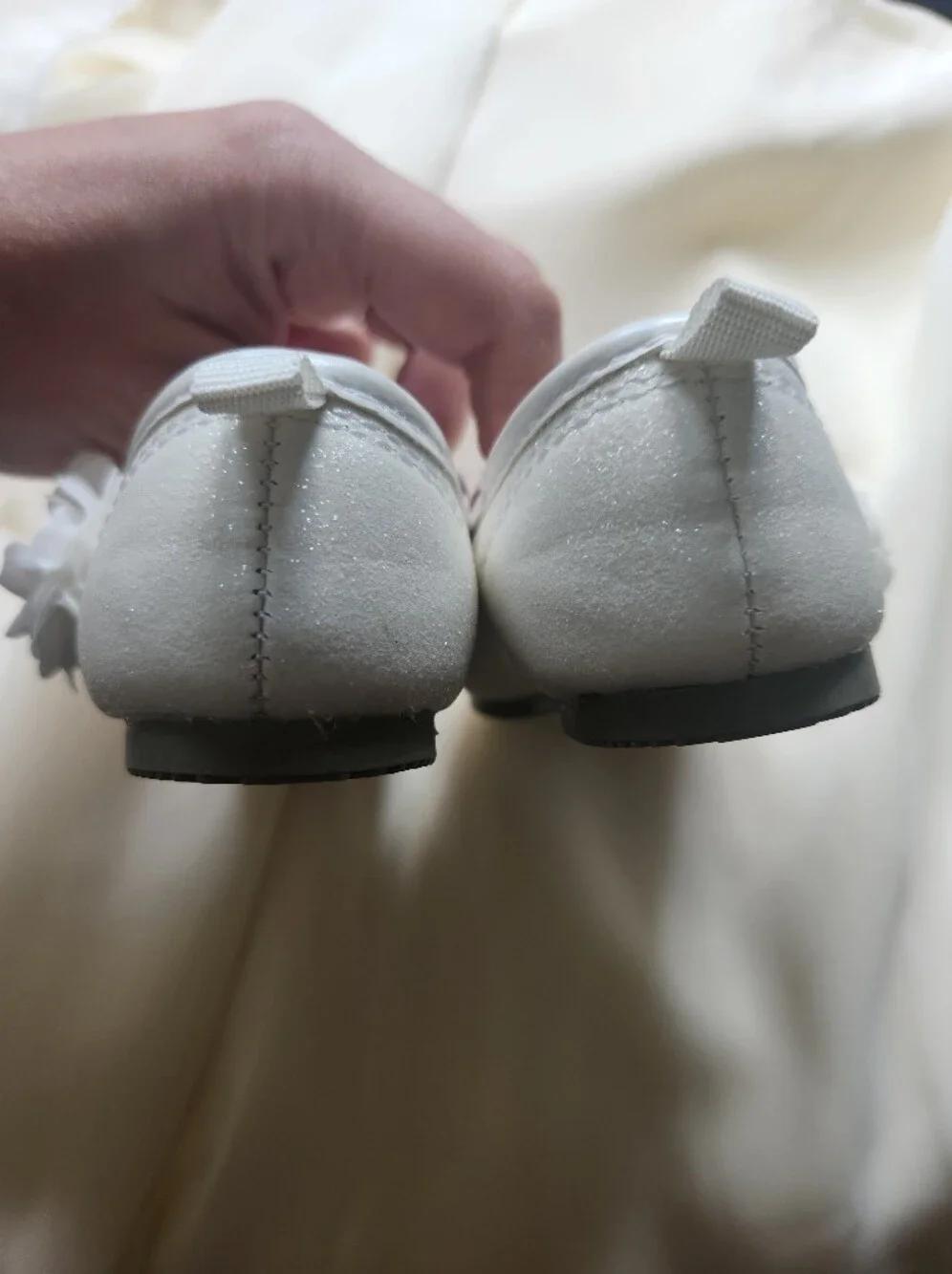 Carter's Size 5 White Sparkle Flower Girl  Holiday Shoes Ballet Flats